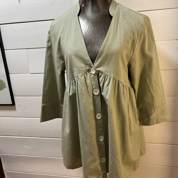 ZARA – Sage Green Button-Down Tunic Size S - Picture 7 of 10